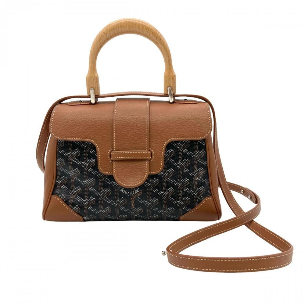 Goyard Saigon Mini Soft Bag, 2-Way Shoulder Calfskin, Brown, Silver Hardware,...